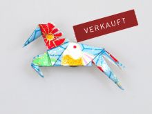 Origami-ART Unikat Springpferd-Magnet Sonnenmähne Yuzen handbedruckt