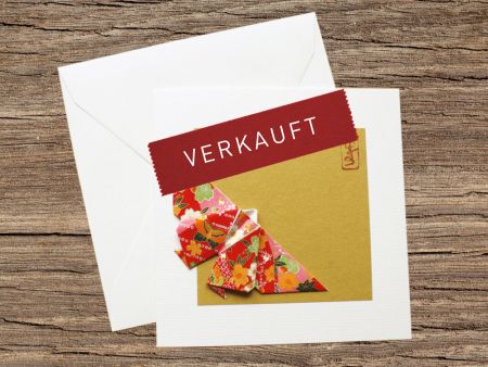 Origami-Grusskarte Schmetterling mit Blumen