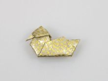 Origami-ART-Shop-Magnet Mandarinente Unikat Goldregen von Hand gefaltet aus wunderschönem Yuzen-Washi aus Japan
