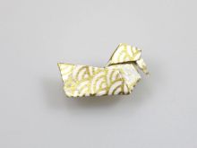Origami-ART-Magnet-Shop Mandarinente Goldwelle klein und zierlich aus schönstem Papier lackiert handgefertigt