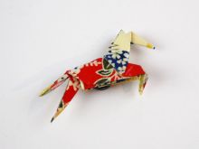 Kirikomi-Origami-ART Unikat Magnet Springpferd Feuersturm