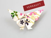 Origami-ART Unikat Kirschblütenfest Schmetterlings-Magnet aus Yuzen handgefaltet
