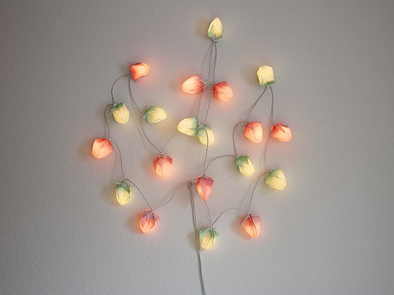 OrigamiART Lichtinstallation Lampionbaum fluoreszierend rosa mint Unikat handgemacht